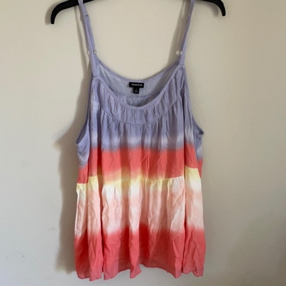 Torrid Multicolor Stripe Gauze Tiered Babydoll Cami - Picture 5 of 7